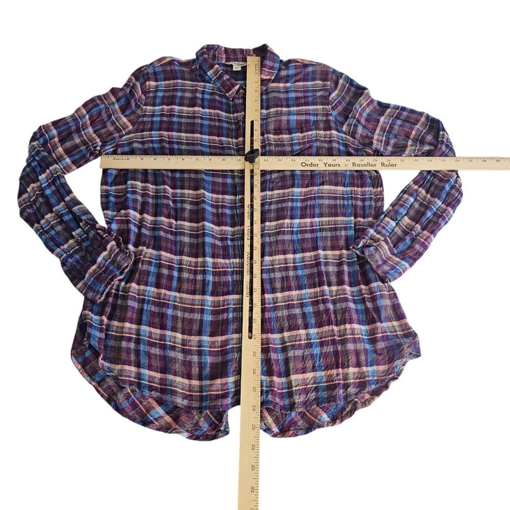 Lucky Brand Purple Plaid Soft Flannel Button Up Large - Picture 7 of 7